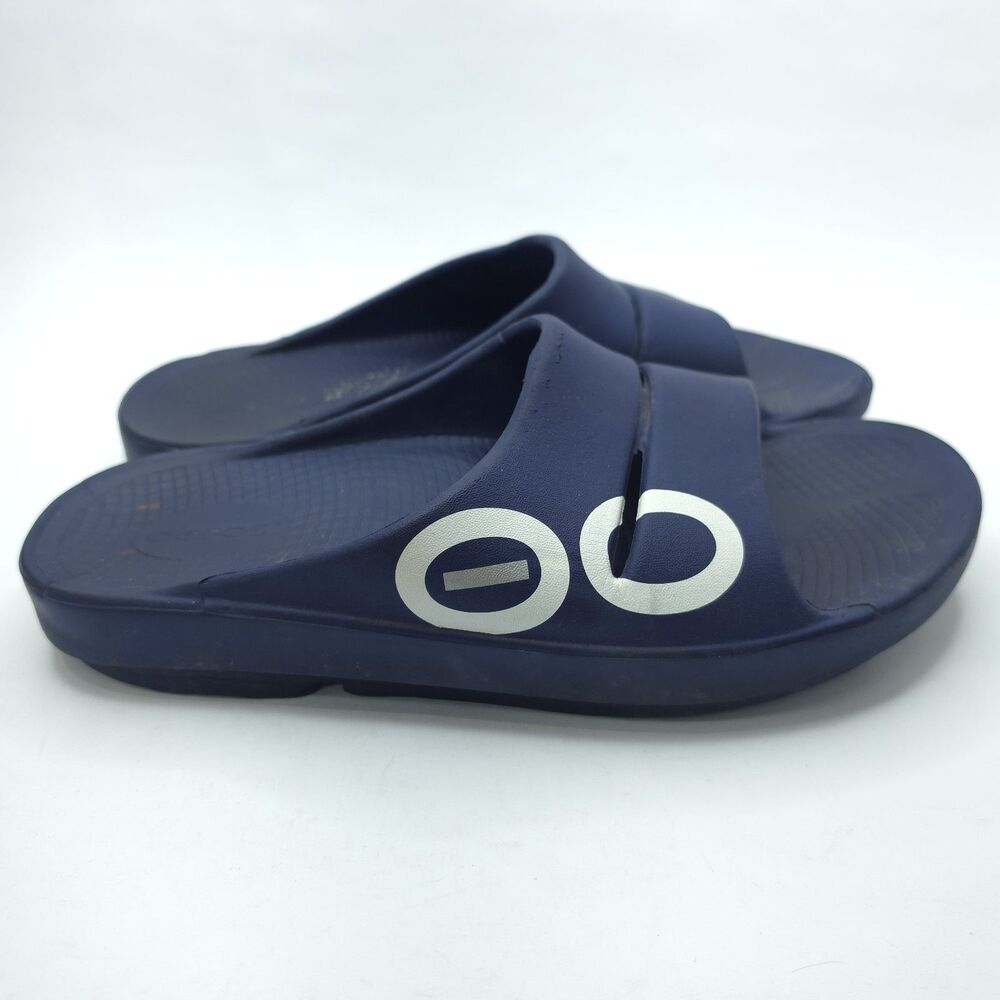 Oofos Ooahh Men's Size 10 Recovery Slip On Slide Sandals Blue